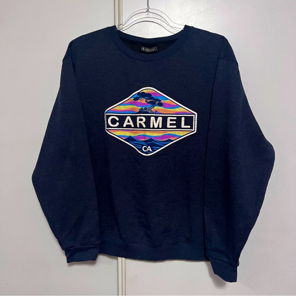 Lone Rock Carmel California Crew Neck Sweatshirt Size Large Navy Blue Graphic